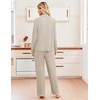 Ekouaer Womens Pajama Sets Long Sleeve Button Down Soft Lounge Sets Ribbed(Moon Grey)