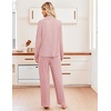Ekouaer Womens Pajama Sets Long Sleeve Button Down Soft Lounge Sets Ribbed(Orange Pink)