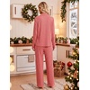 Ekouaer Womens Pajama Sets Long Sleeve Button Down Soft Lounge Sets Ribbed(Red)