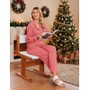 Ekouaer Womens Pajama Sets Long Sleeve Button Down Soft Lounge Sets Ribbed(Red)