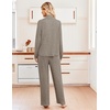 Ekouaer Womens Pajama Sets Long Sleeve Button Down Soft Lounge Sets Ribbed(Tea Grey)
