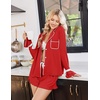 Ekouaer Womens Pajamas Long Sleeve and Shorts Cute Ruffle Pjs Lounge Set(Red)