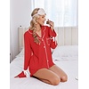 Ekouaer Womens Pajamas Long Sleeve and Shorts Cute Ruffle Pjs Lounge Set(Red)