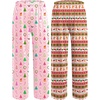 Ekouaer 2 Pack Girls Pajama Pants Cute Print PJ Bottoms With Pockets(Christmas)
