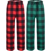 Ekouaer 2 Pack Girls Pajama Pants Cute Print PJ Bottoms With Pockets(Red Plaid_green Plaid)
