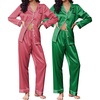 Ekouaer 2 Pack Pajamas for Women Set Silk Lounge Sets Button Up Pj Sets(Green Stripes / Red Stripes-1)