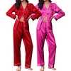 Ekouaer 2 Pack Pajamas for Women Set Silk Lounge Sets Button Up Pj Sets(Rose/Red)