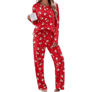 Ekouaer Pajama Set Womens Soft Pjs 2 Piece Long Sleeve Lounge Sets(Red Xmas)