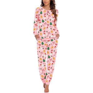 Ekouaer Pajamas for Women Comfy Long Sleeve Jogger Set Lounge Pjs Set(Pink Christmas)