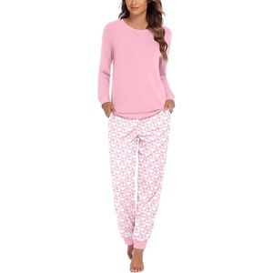 Ekouaer Pajamas for Women Comfy Long Sleeve Jogger Set Lounge Pjs Set(Pink Plaid Hearts)