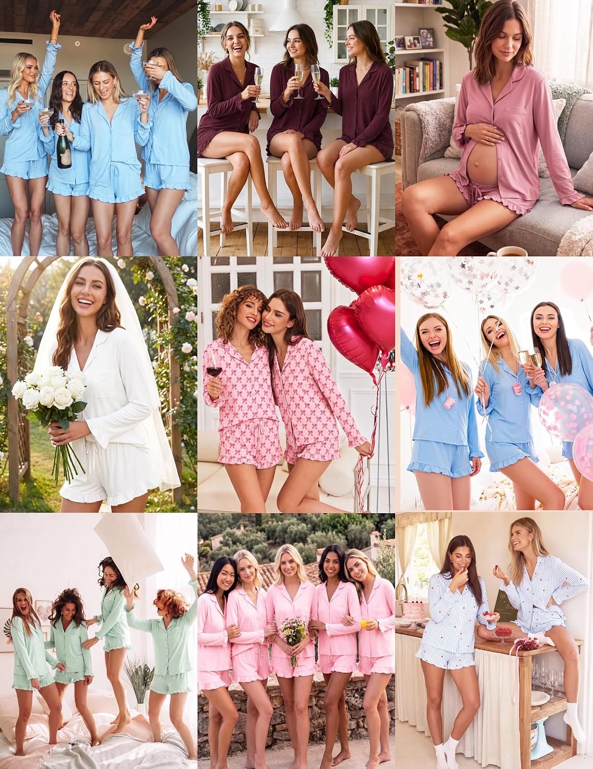 image:imageEkouaer Womens Bamboo Viscose Pajama Sets Long Sleeve and Shorts Lounge SetGreen Christmas Stocking