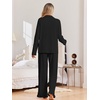 Ekouaer Pajamas for Women Set Button Up Pj Soft Long Sleeve Lounge Sets(Black)