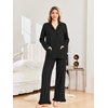 Ekouaer Pajamas for Women Set Button Up Pj Soft Long Sleeve Lounge Sets(Black)