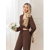 Ekouaer Pajamas for Women Set Button Up Pj Soft Long Sleeve Lounge Sets(Brown)