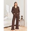 Ekouaer Pajamas for Women Set Button Up Pj Soft Long Sleeve Lounge Sets(Brown)