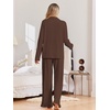 Ekouaer Pajamas for Women Set Button Up Pj Soft Long Sleeve Lounge Sets(Brown)