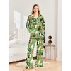 Ekouaer Pajamas for Women Set Button Up Pj Soft Long Sleeve Lounge Sets(Cat Green)