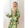 Ekouaer Pajamas for Women Set Button Up Pj Soft Long Sleeve Lounge Sets(Cat Green)