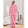 Ekouaer Pajamas for Women Set Button Up Pj Soft Long Sleeve Lounge Sets(Cherry Bow Pink)