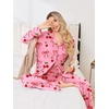Ekouaer Pajamas for Women Set Button Up Pj Soft Long Sleeve Lounge Sets(Cherry Bow Pink)