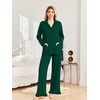 Ekouaer Pajamas for Women Set Button Up Pj Soft Long Sleeve Lounge Sets(Dark Green)