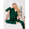 Ekouaer Pajamas for Women Set Button Up Pj Soft Long Sleeve Lounge Sets(Dark Green)