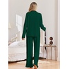 Ekouaer Pajamas for Women Set Button Up Pj Soft Long Sleeve Lounge Sets(Dark Green)
