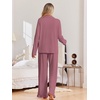 Ekouaer Pajamas for Women Set Button Up Pj Soft Long Sleeve Lounge Sets(Dusty Mauve)