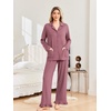 Ekouaer Pajamas for Women Set Button Up Pj Soft Long Sleeve Lounge Sets(Dusty Mauve)
