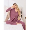 Ekouaer Pajamas for Women Set Button Up Pj Soft Long Sleeve Lounge Sets(Dusty Mauve)