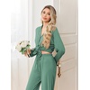 Ekouaer Pajamas for Women Set Button Up Pj Soft Long Sleeve Lounge Sets(Green Gray)