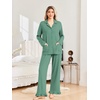 Ekouaer Pajamas for Women Set Button Up Pj Soft Long Sleeve Lounge Sets(Green Gray)