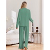 Ekouaer Pajamas for Women Set Button Up Pj Soft Long Sleeve Lounge Sets(Green Gray)