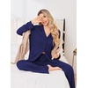 Ekouaer Pajamas for Women Set Button Up Pj Soft Long Sleeve Lounge Sets(Navy Blue)