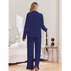Ekouaer Pajamas for Women Set Button Up Pj Soft Long Sleeve Lounge Sets(Navy Blue)