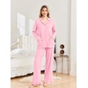 Ekouaer Pajamas for Women Set Button Up Pj Soft Long Sleeve Lounge Sets(Pink)