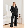 Ekouaer Pajamas for Women Set Button Up Pj Soft Long Sleeve Lounge Sets(Pink Bow Black)