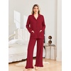 Ekouaer Pajamas for Women Set Button Up Pj Soft Long Sleeve Lounge Sets(Red)