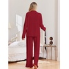 Ekouaer Pajamas for Women Set Button Up Pj Soft Long Sleeve Lounge Sets(Red)