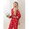 Ekouaer Pajamas for Women Set Button Up Pj Soft Long Sleeve Lounge Sets(Red Christmas)