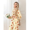 Ekouaer Pajamas for Women Set Button Up Pj Soft Long Sleeve Lounge Sets(Strawberry Light Orange)