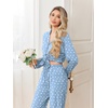 Ekouaer Pajamas for Women Set Button Up Pj Soft Long Sleeve Lounge Sets(White Heart Blue)