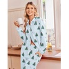 Ekouaer Pajamas for Women Set Cotton Long Sleeve Pjs Button Up Lounge Sets(Blue Stripe Christmas Tree)