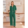 Ekouaer Pajamas for Women Set Cotton Long Sleeve Pjs Button Up Lounge Sets(Green)