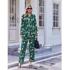 Ekouaer Pajamas for Women Set Cotton Long Sleeve Pjs Button Up Lounge Sets(Green Christmas Snowman)