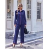 Ekouaer Pajamas for Women Set Cotton Long Sleeve Pjs Button Up Lounge Sets(Navy Blue)