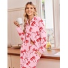 Ekouaer Pajamas for Women Set Cotton Long Sleeve Pjs Button Up Lounge Sets(Pink Bow)