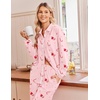 Ekouaer Pajamas for Women Set Cotton Long Sleeve Pjs Button Up Lounge Sets(Pink Christmas Candy Canes)