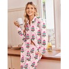 Ekouaer Pajamas for Women Set Cotton Long Sleeve Pjs Button Up Lounge Sets(Pink Christmas Tree)