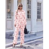 Ekouaer Pajamas for Women Set Cotton Long Sleeve Pjs Button Up Lounge Sets(Pink Santa Bow)